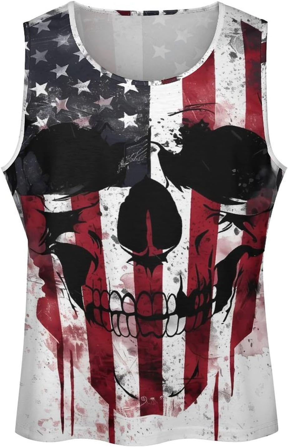 NAVARCH Mens US Flag Tank Tops Skull Graphic Print Sleeveless Crew Neck Western Shirts for Men Fashion Vest