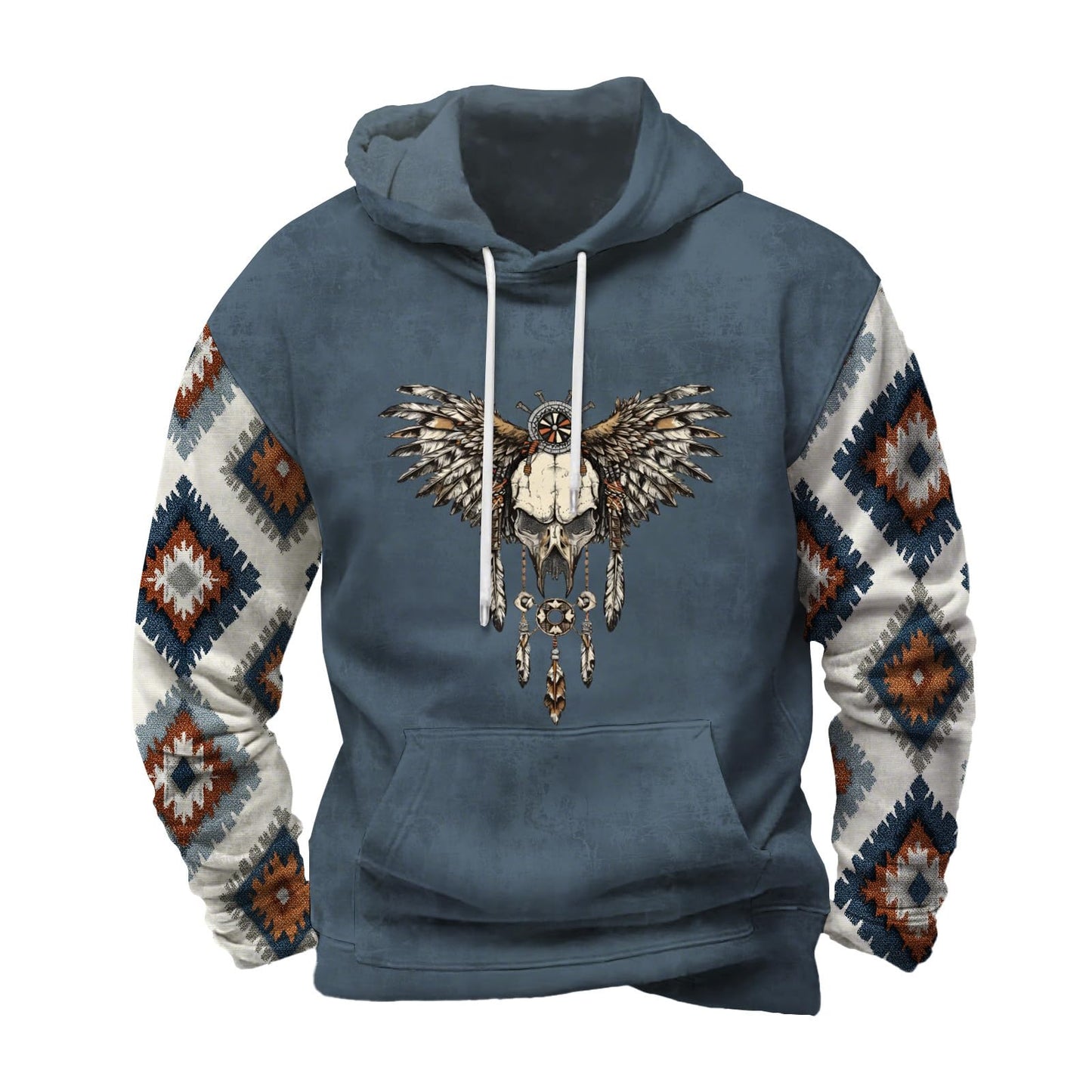 FONDBERYL Mens Aztec Hoodies Western Cowboy Hooded Sweatshirt Vintage Graphic Print Fashion Pullover Tops with Pocket