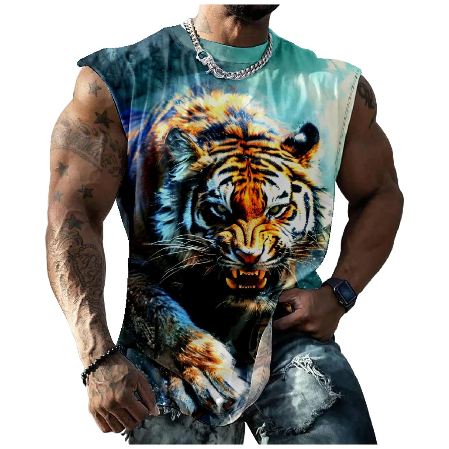 NAVARCH Mens Tank Tops Novelty 3D Printed Summer Casual Loose Workout Sleeveless Shirts Quick Dry Breathable Tops