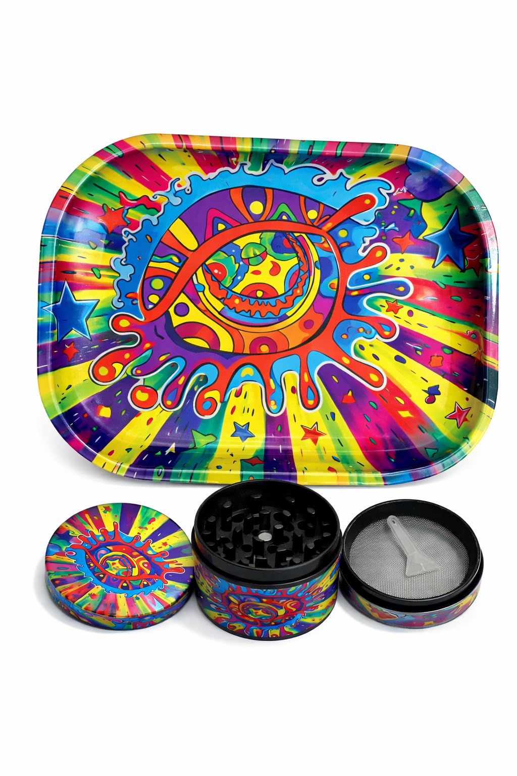 Kribee Herb Grinder Zinc Alloy 4 Piece 50mm Grinder Metal Crusher for Spice- Acid Attack Trip 70s (Grinder Only)