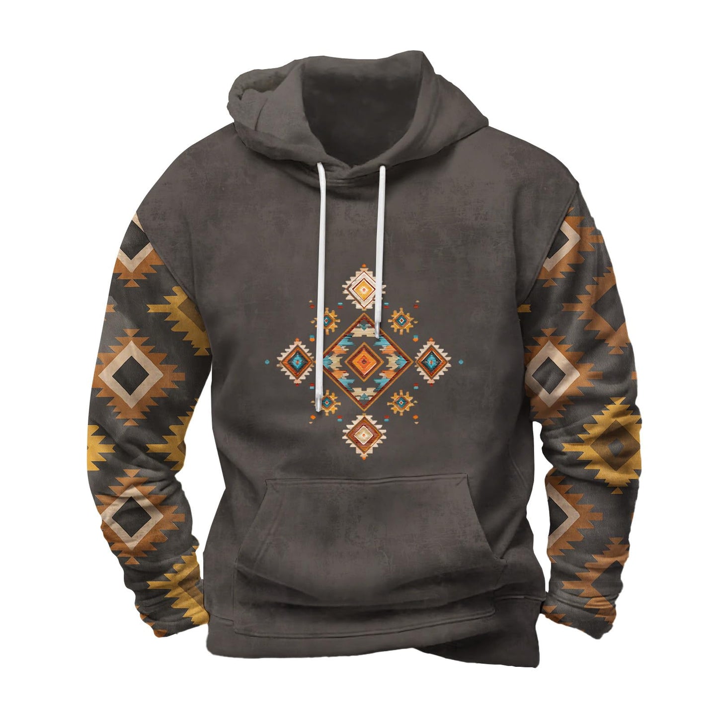Befox Mens Sweatshirts,Aztec Hoodie Western Vintage Fall Long Sleeve Hooded Tops Tribal Graphic Pullover With Pockets
