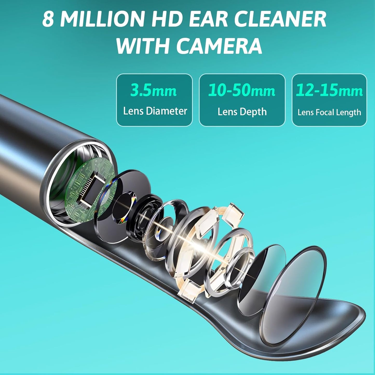 gukoo Wireless Visual Ear Pick FDA Eligible Ear Wax Removal Kit with 6 Ear Spoon Covers Ear Cleaner with Camera Compatible with iOS and Android Systems for Kids, Adults & Pets, Black Color