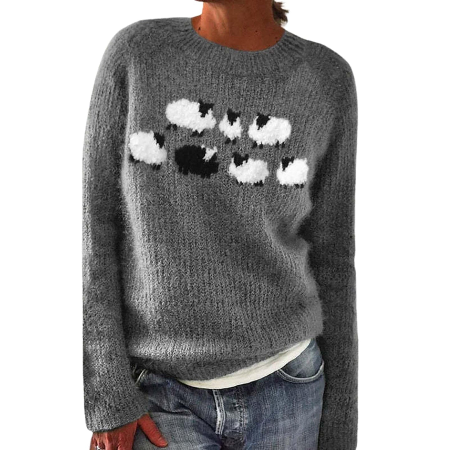 WAZZAP Fair Isle Sweater for Women Fall Winter Casual Crewneck Long Sleeve Lightweight Pullover Tops