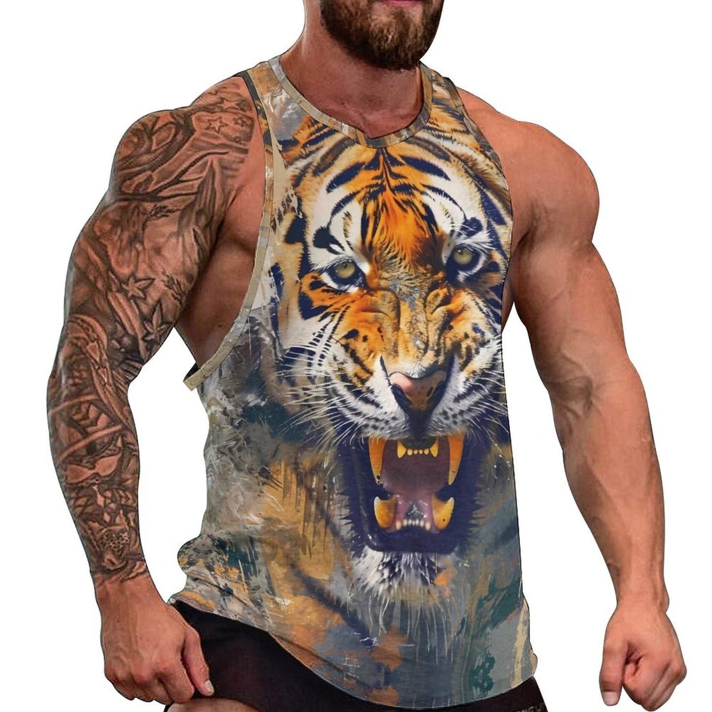 NAVARCH  Tank Tops for Men Animal Print Sport Tank Summer Sleeveless Workout T-Shirts Fitness Vest Athletic Undershirts