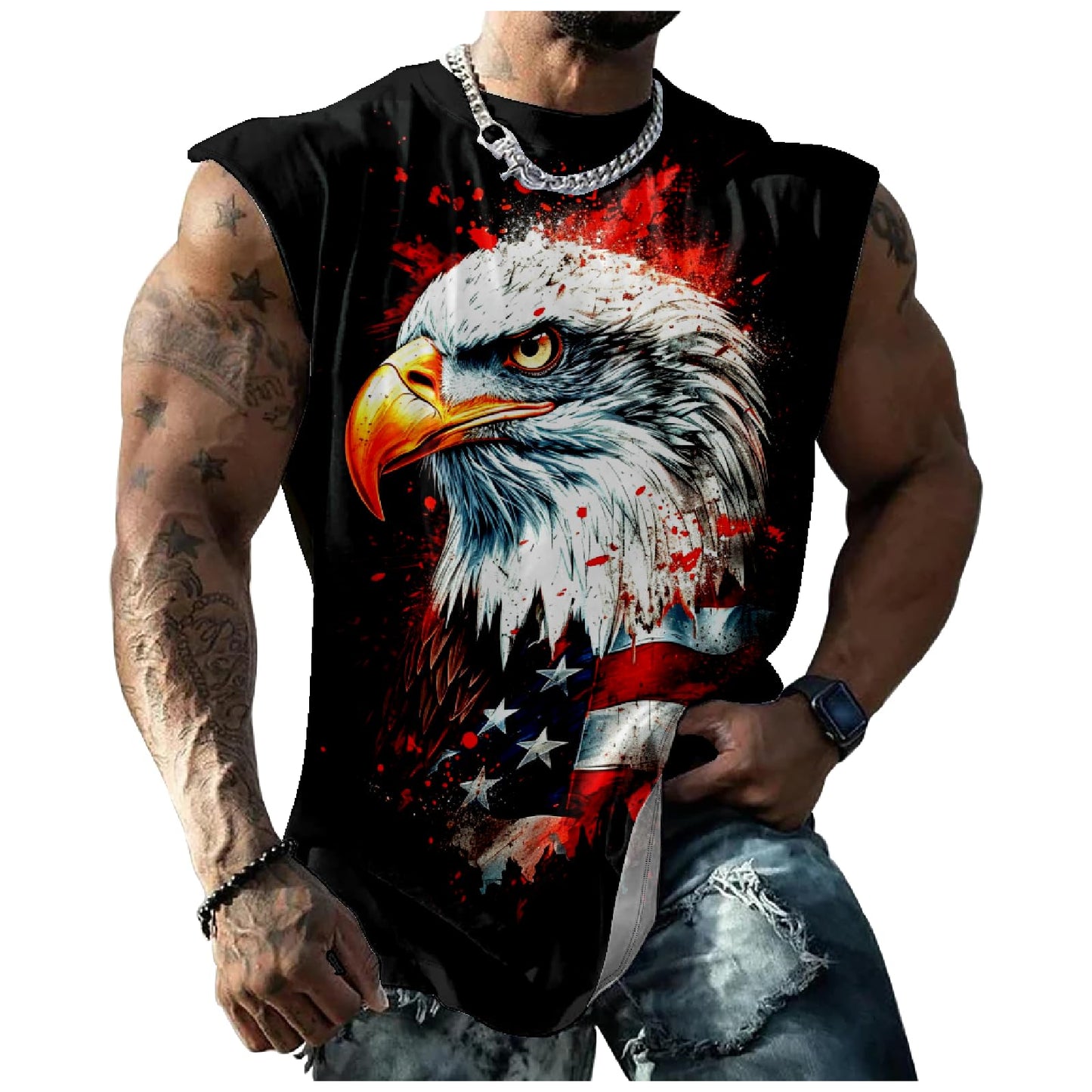 NAVARCH Mens Tank Tops Novelty 3D Printed Summer Casual Loose Workout Sleeveless Shirts Quick Dry Breathable Tops