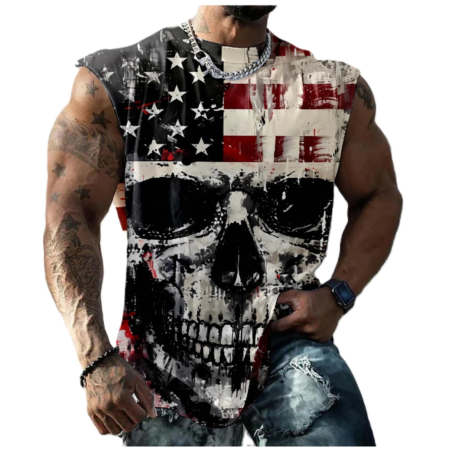 NAVARCH Mens Tank Tops Novelty 3D Printed Summer Casual Loose Workout Sleeveless Shirts Quick Dry Breathable Tops