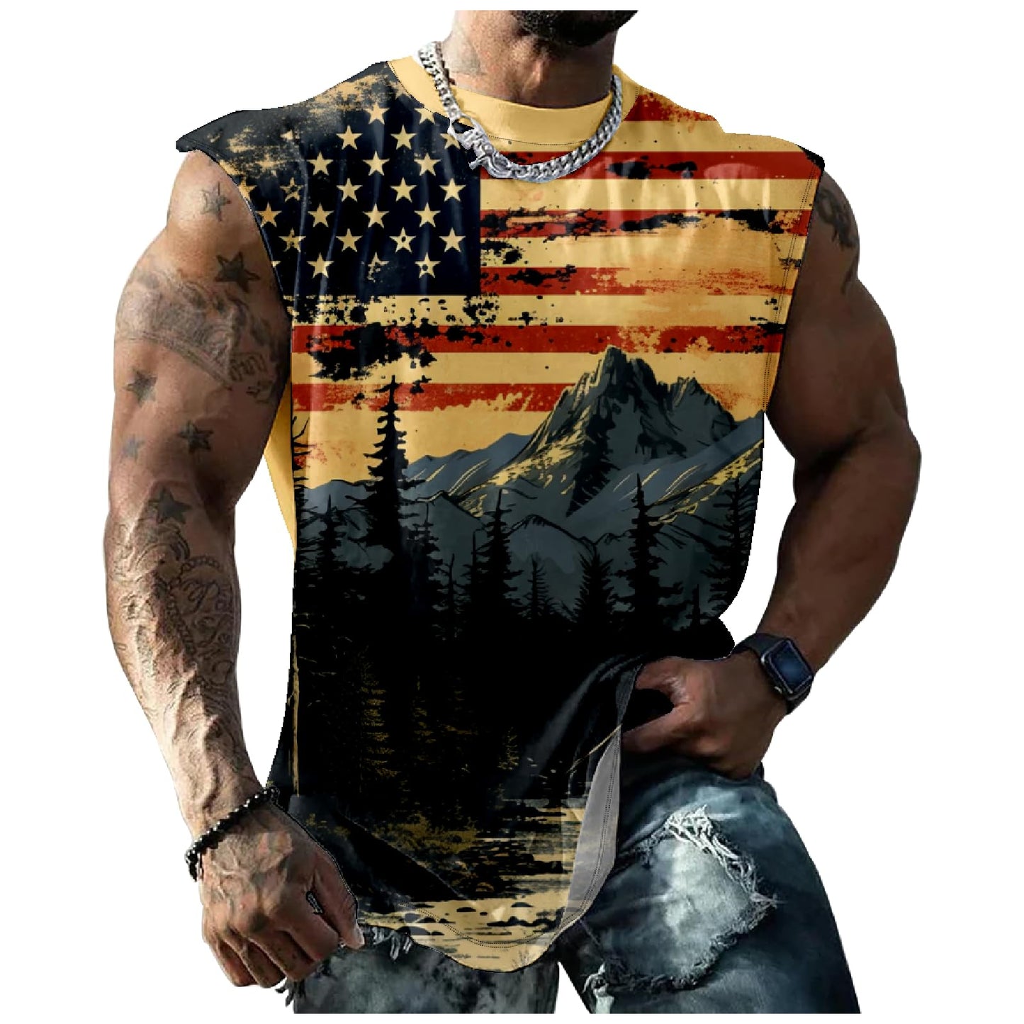 NAVARCH Mens Tank Tops Novelty 3D Printed Summer Casual Loose Workout Sleeveless Shirts Quick Dry Breathable Tops