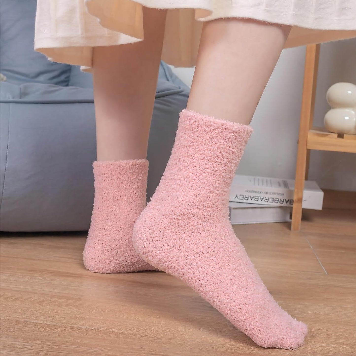 TOFOX 6 Pairs Fuzzy Socks For Women Soft Home Slipper Socks Fluffy Sleeping Socks don't Shed Lint