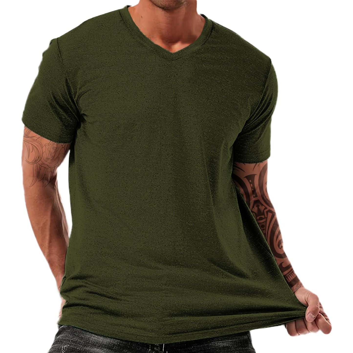 NAVARCH Trendy Summer Mens Casual Shirts V Neck Breathable Novelty Shirt Streetwear Graphic Tees
