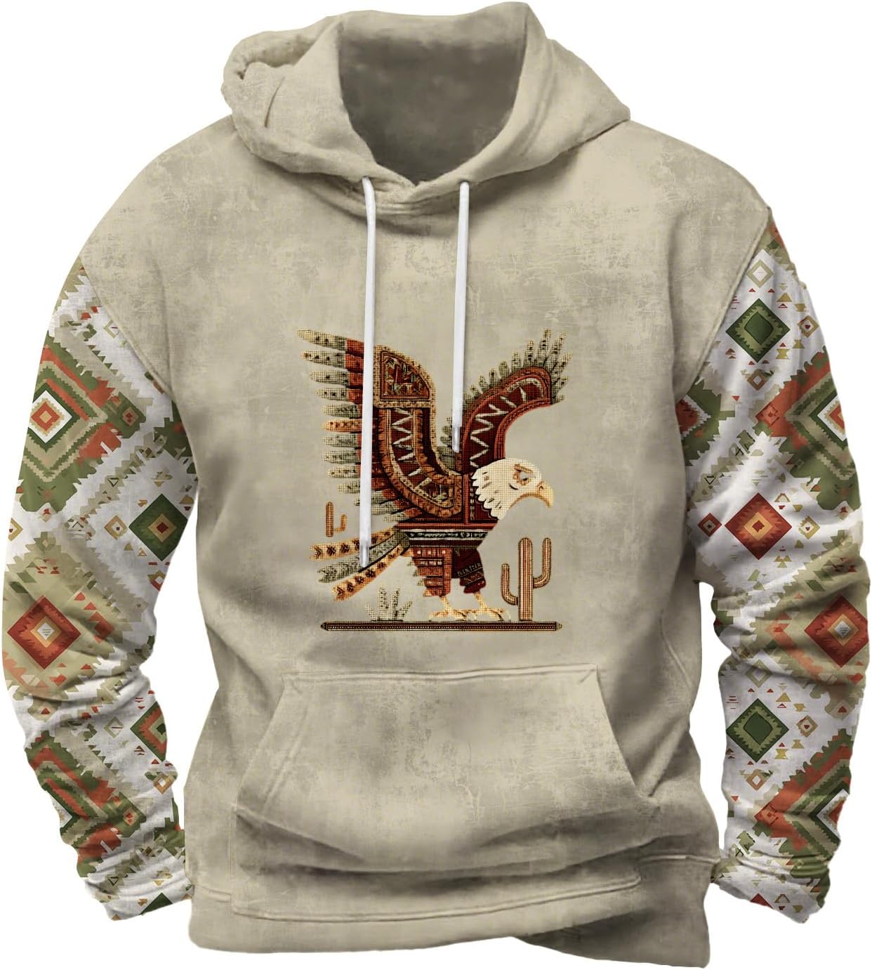 Befox Mens Sweatshirts,Aztec Hoodie Western Vintage Fall Long Sleeve Hooded Tops Tribal Graphic Pullover With Pockets