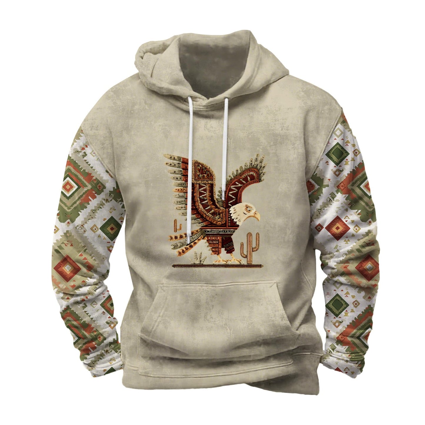 Befox Mens Sweatshirts,Aztec Hoodie Western Vintage Fall Long Sleeve Hooded Tops Tribal Graphic Pullover With Pockets
