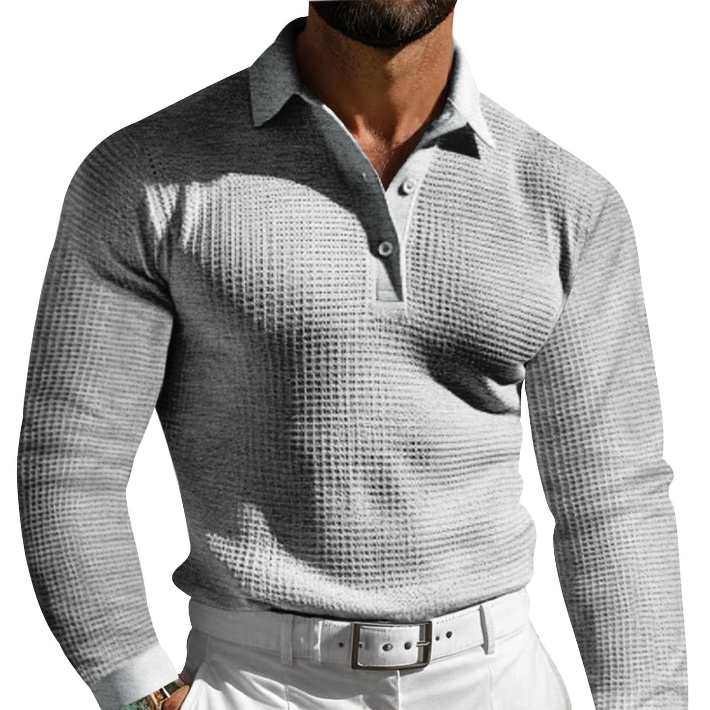 JiffPom Mens Polo Shirts Buttons Fashion Long Sleeve Crewneck Hippie Pullover Collared Workout Summer Casual Retro Blouses