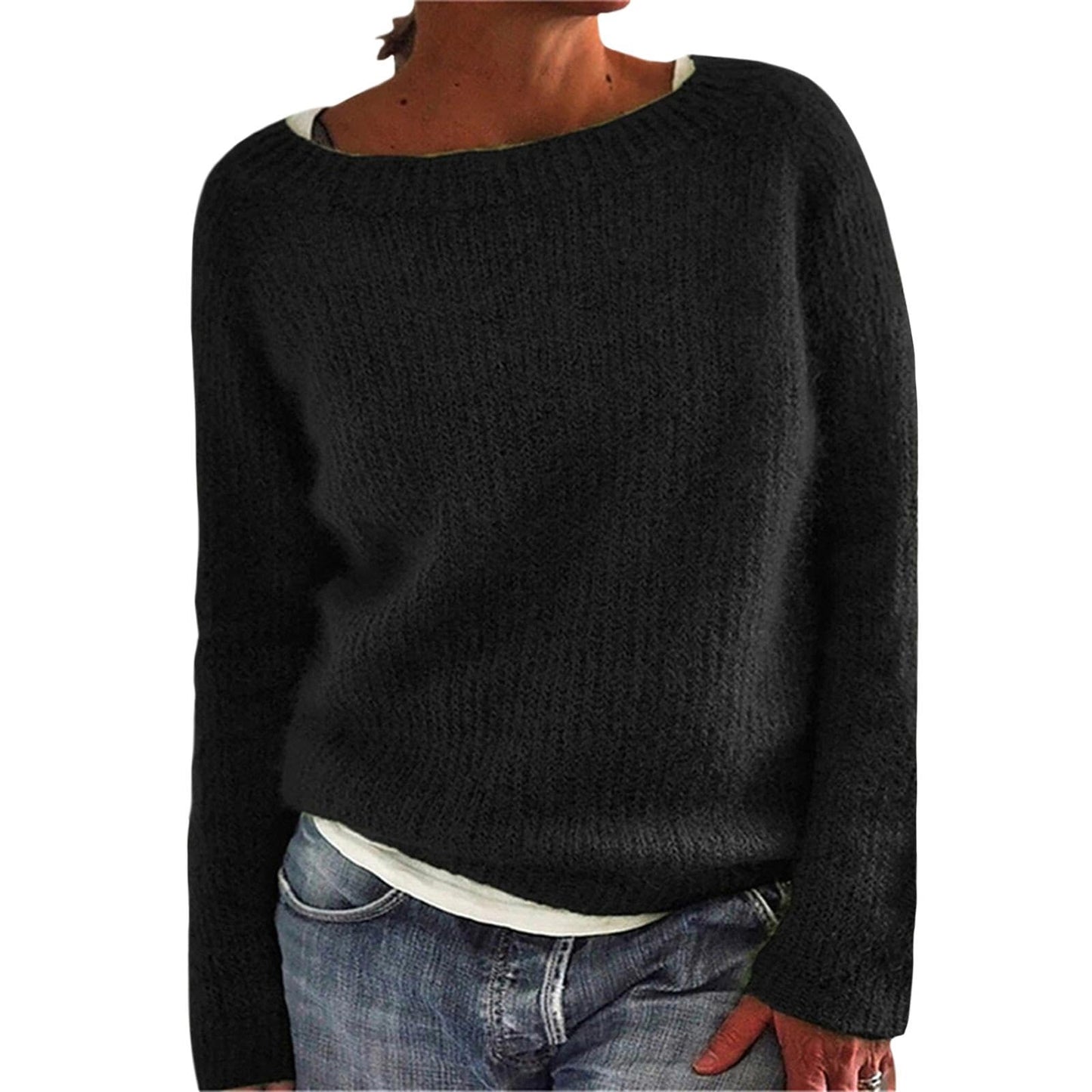 GYMTANK Women's Winter Sweater 2025 Fall Basic Timeless Long Sleeve Solid Boat Neck Chunky Sweater Pull Over Tops