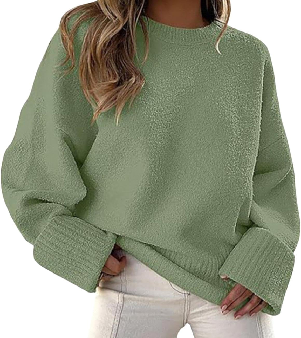 GYMTANK Sweater for Women 2025 Fall Winter Solid Crew Neck Long Sleeve Casual Loose Pullover Oversize Chunky Sweater