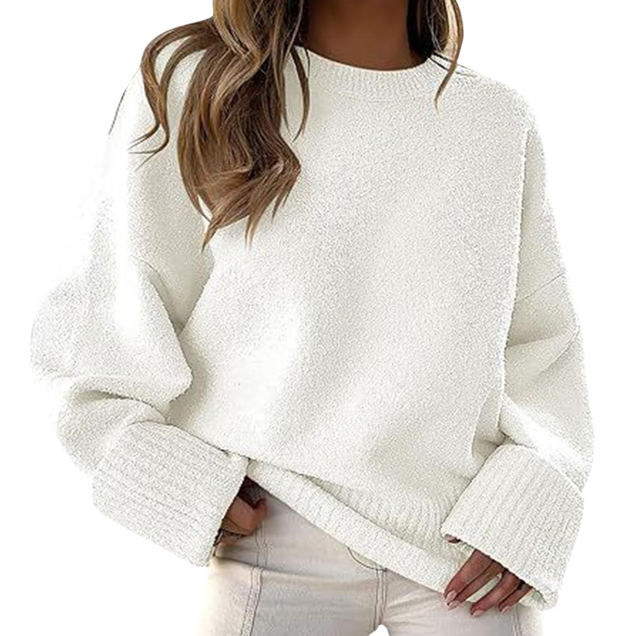 GYMTANK Sweater for Women 2025 Fall Winter Solid Crew Neck Long Sleeve Casual Loose Pullover Oversize Chunky Sweater