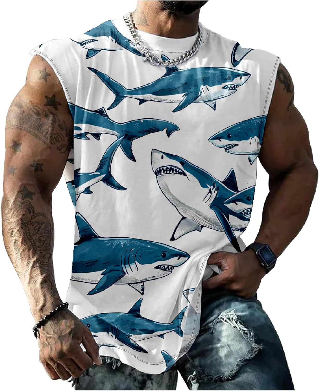 NAVARCH Mens Tank Tops Novelty 3D Printed Summer Casual Loose Workout Sleeveless Shirts Quick Dry Breathable Tops