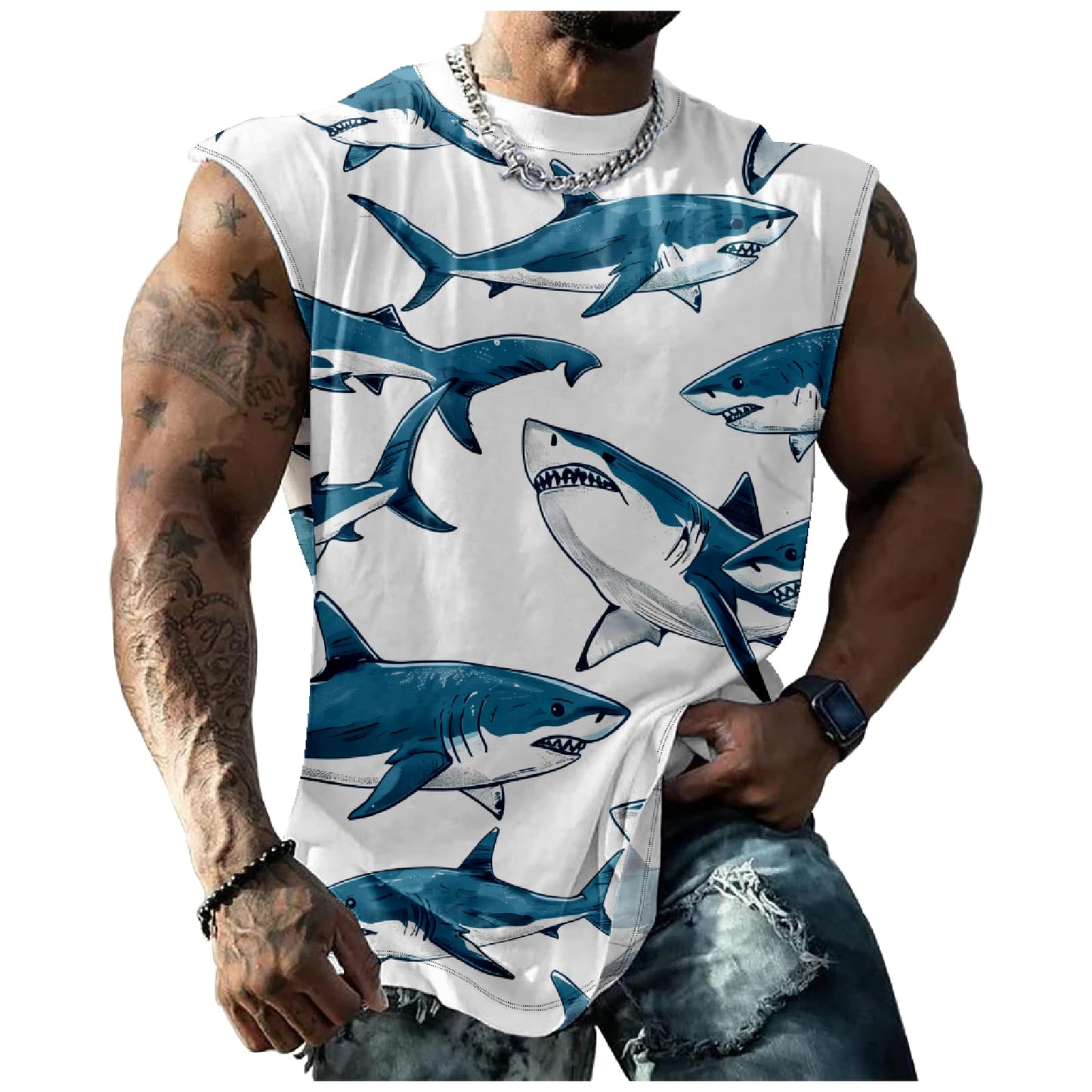 NAVARCH Mens Tank Tops Novelty 3D Printed Summer Casual Loose Workout Sleeveless Shirts Quick Dry Breathable Tops