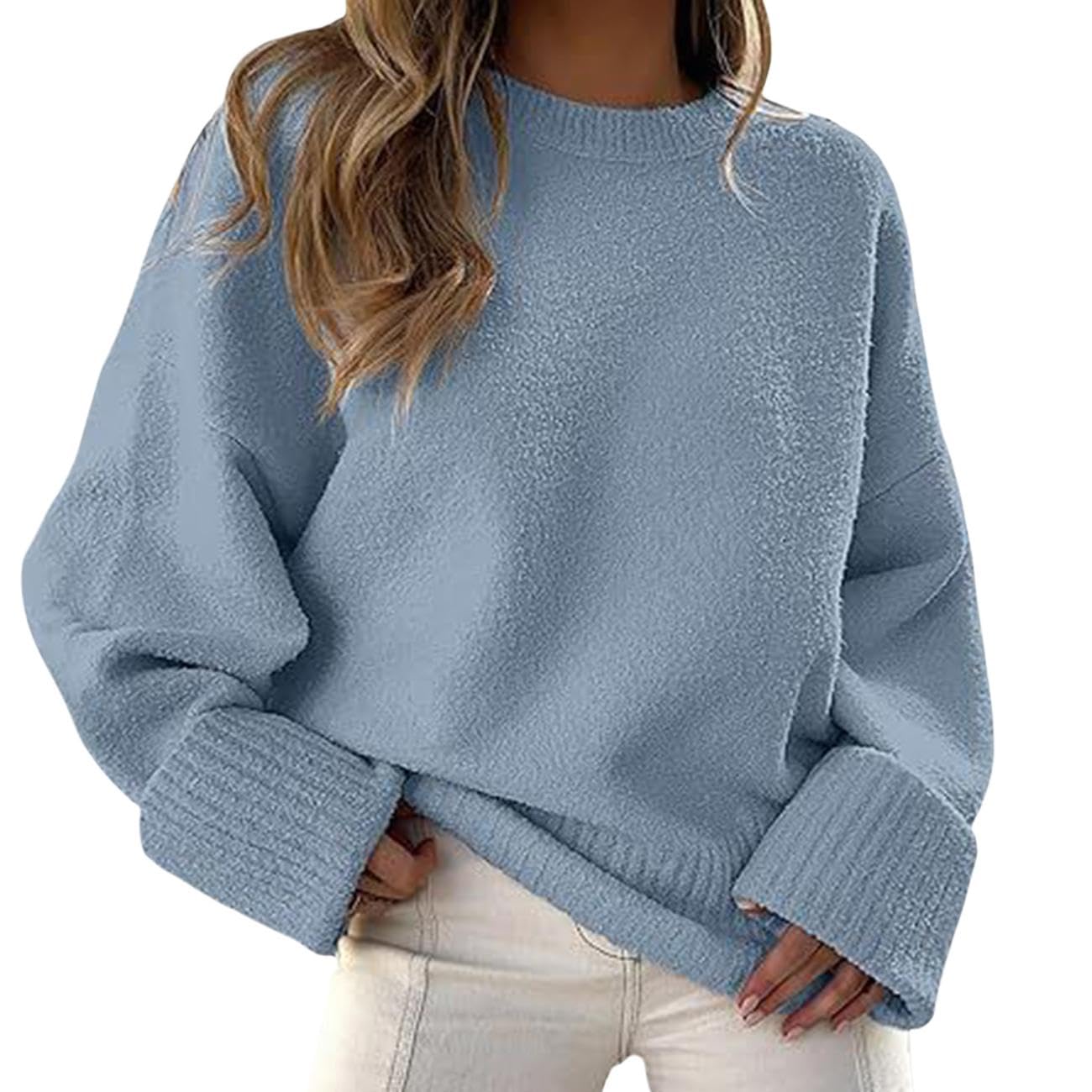 GYMTANK Sweater for Women 2025 Fall Winter Solid Crew Neck Long Sleeve Casual Loose Pullover Oversize Chunky Sweater