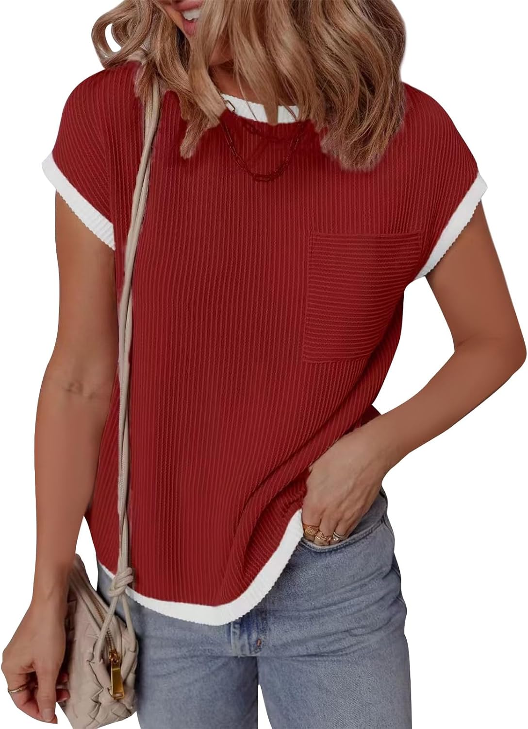 GYMDOG Short Sleeve Shirts for Women Crewneck Summer Workout Cute Cotton Linen Business Blouses Fashion Casual Tunic Tops