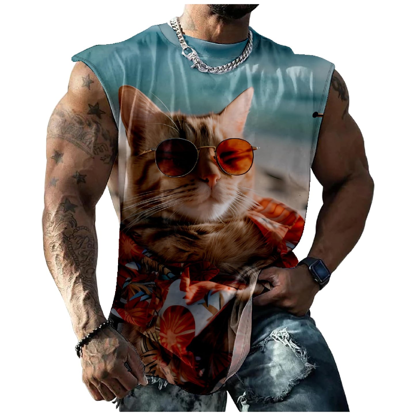 NAVARCH Mens Tank Tops Novelty 3D Printed Summer Casual Loose Workout Sleeveless Shirts Quick Dry Breathable Tops