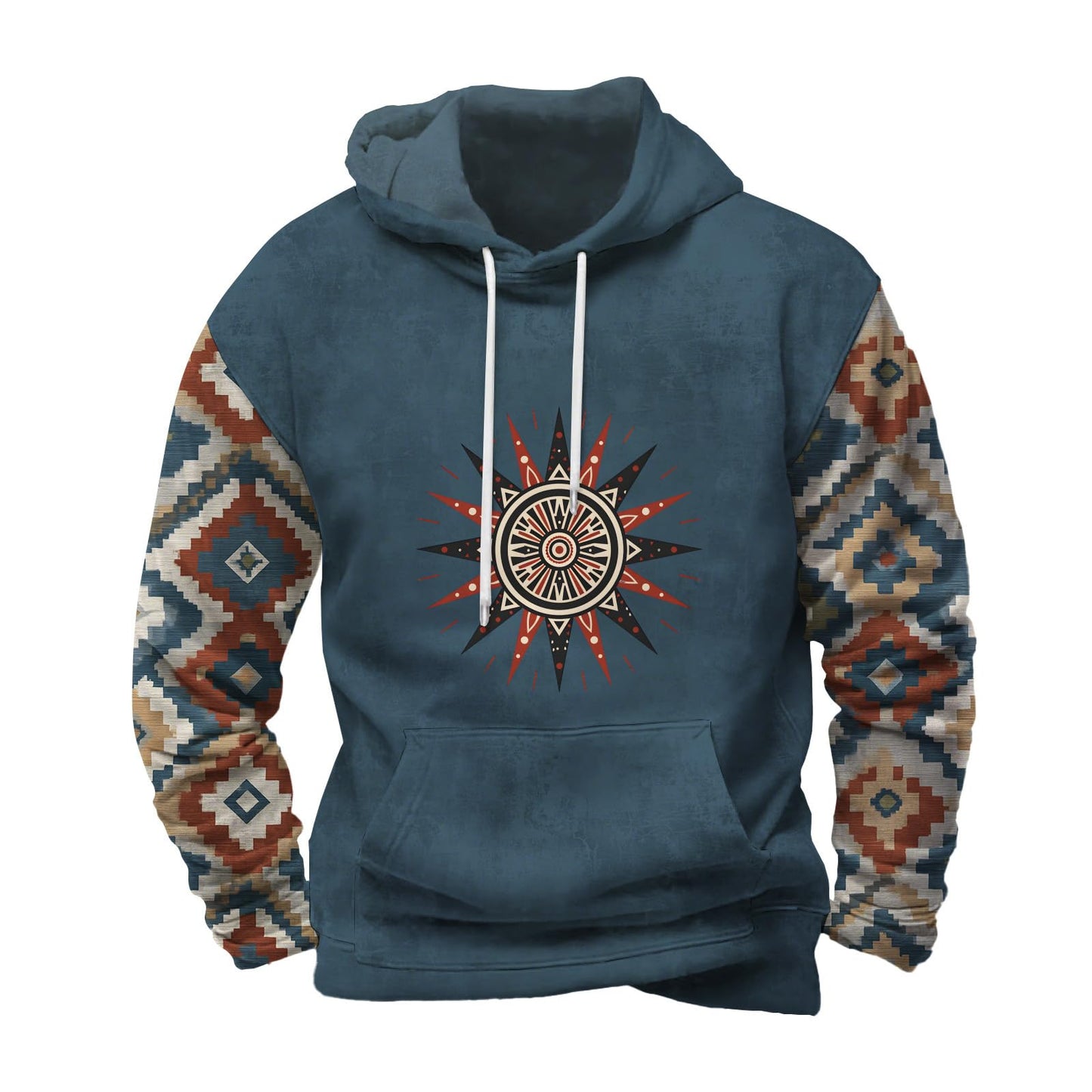Befox Mens Sweatshirts,Aztec Hoodie Western Vintage Fall Long Sleeve Hooded Tops Tribal Graphic Pullover With Pockets