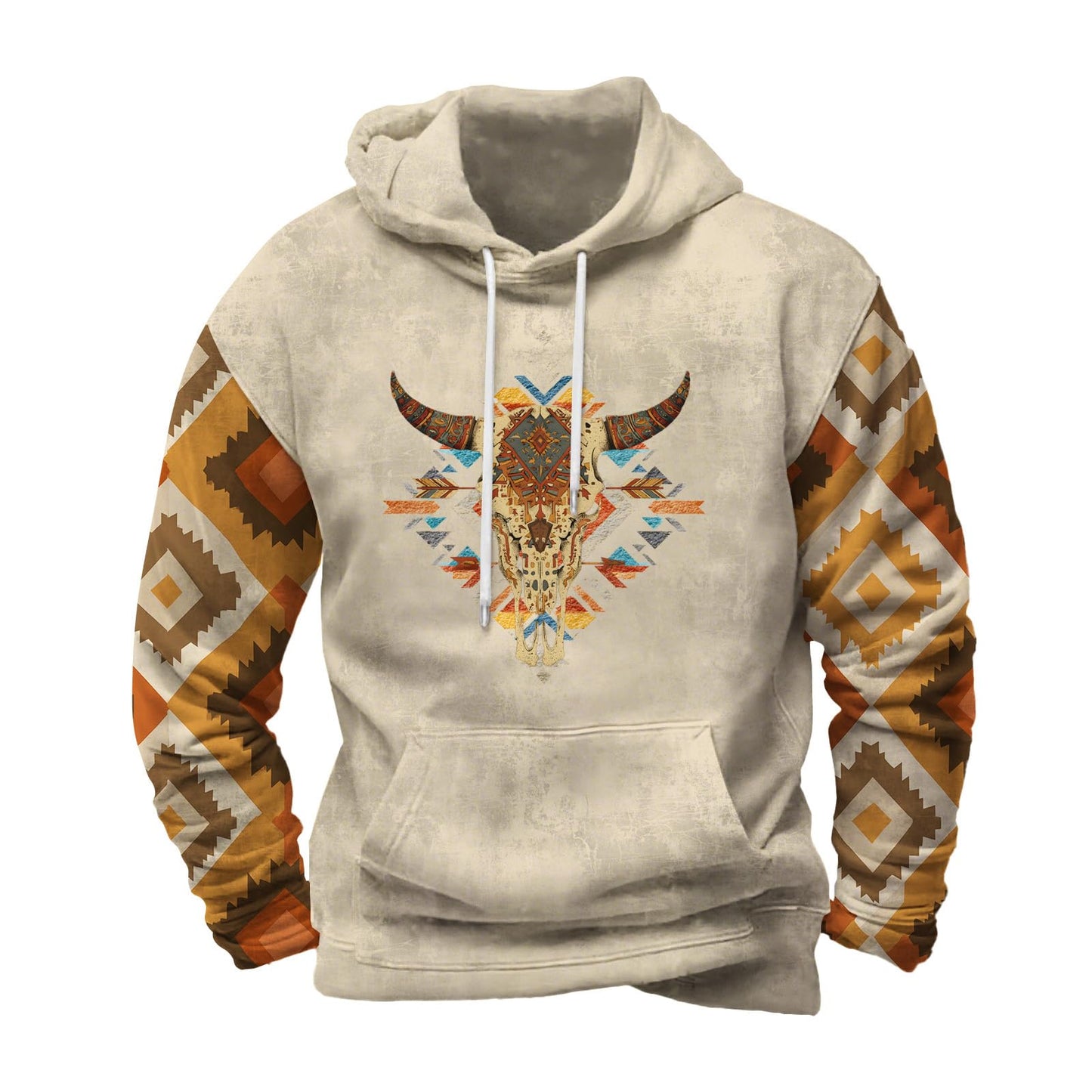 FONDBERYL Mens Aztec Hoodies Western Cowboy Hooded Sweatshirt Vintage Graphic Print Fashion Pullover Tops with Pocket