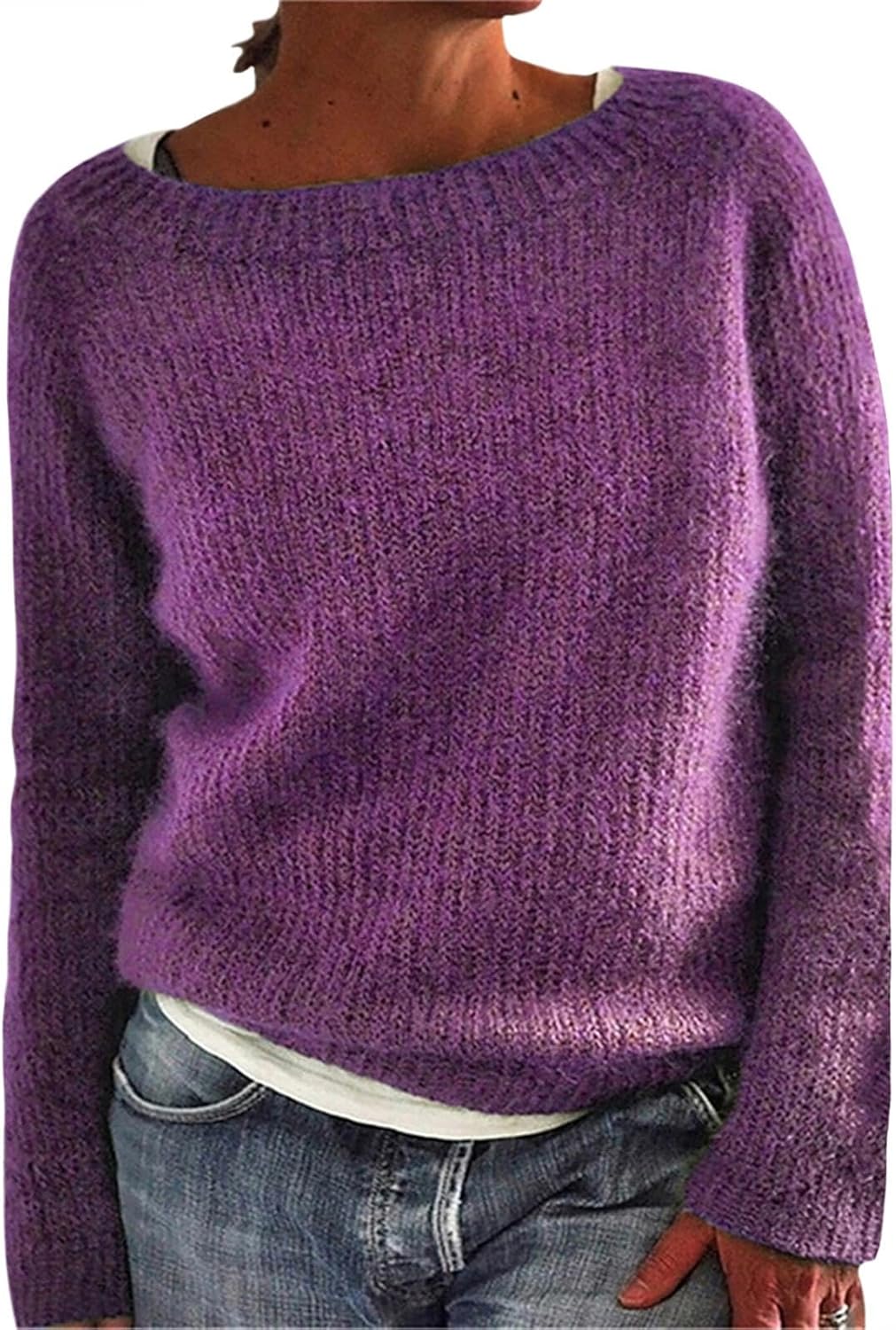 GYMTANK Women's Winter Sweater 2025 Fall Basic Timeless Long Sleeve Solid Boat Neck Chunky Sweater Pull Over Tops
