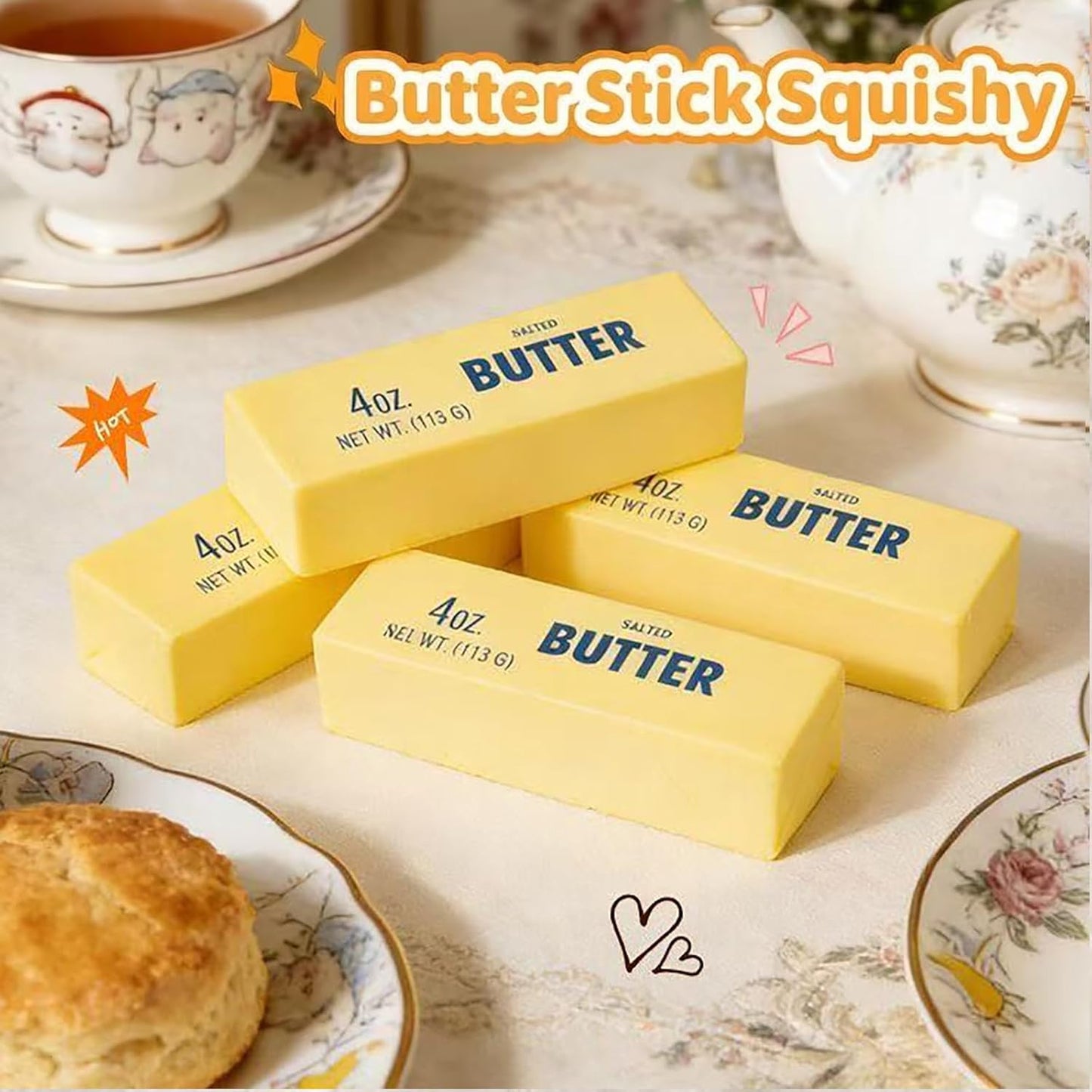 Kribee Stress Relief Toys, Salted Butter Stick Slow Rising Squeeze Toy Set Soft Fidget Toy for Figure Stress Relief Anxiety Sensory Gifts Hand Relax (2pc)