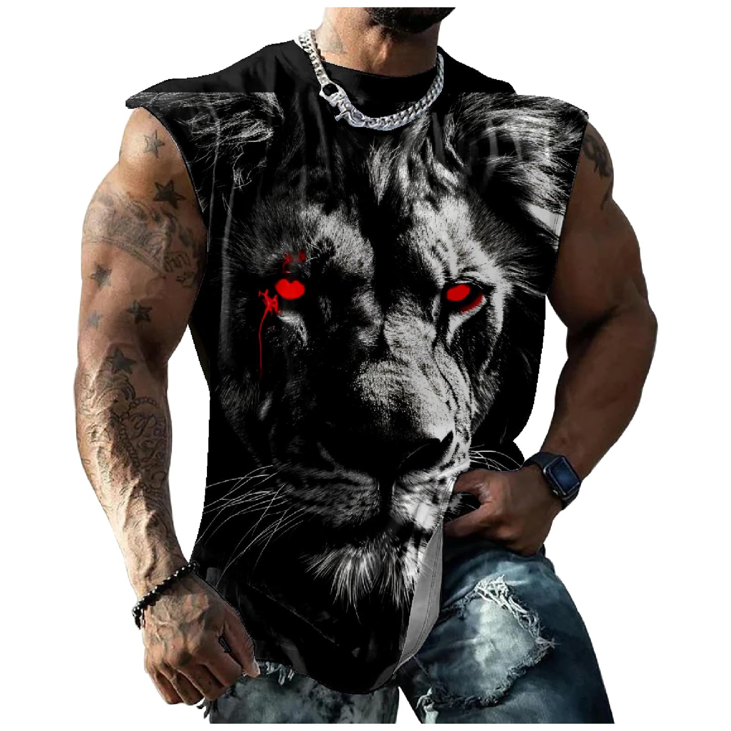 NAVARCH Mens Tank Tops Novelty 3D Printed Summer Casual Loose Workout Sleeveless Shirts Quick Dry Breathable Tops