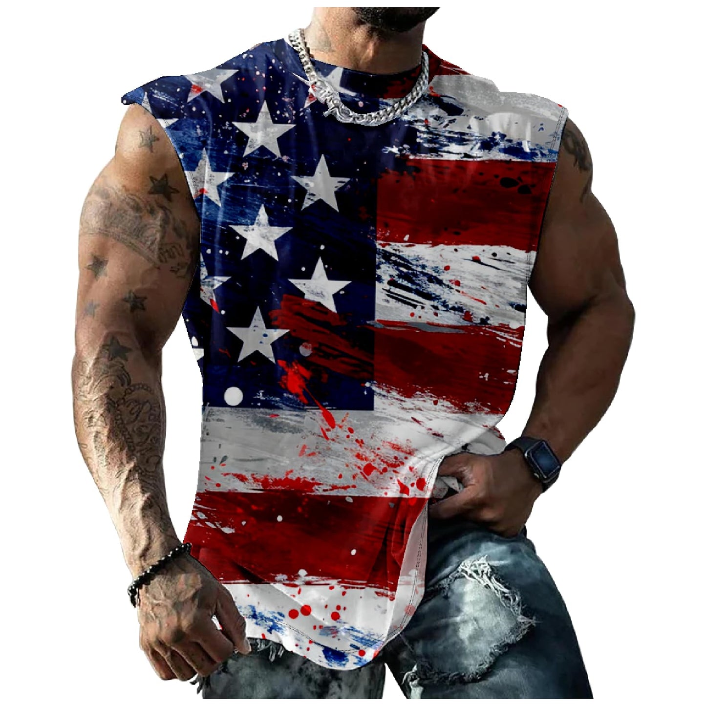 NAVARCH Mens Tank Tops Novelty 3D Printed Summer Casual Loose Workout Sleeveless Shirts Quick Dry Breathable Tops