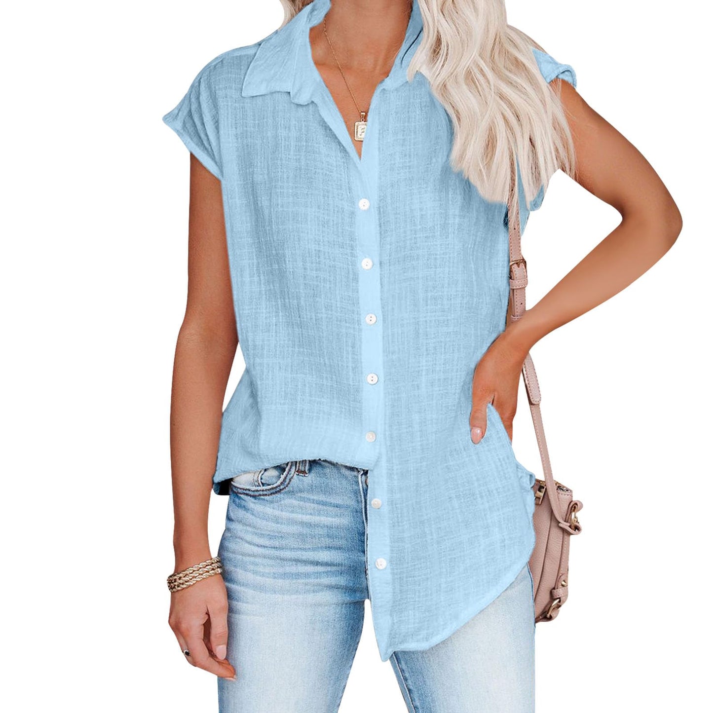 gukoo Tunic Shirts for Women V Neck Business Vintage Lightweight Button Down Sleeveless Casual Summer Workout Tops