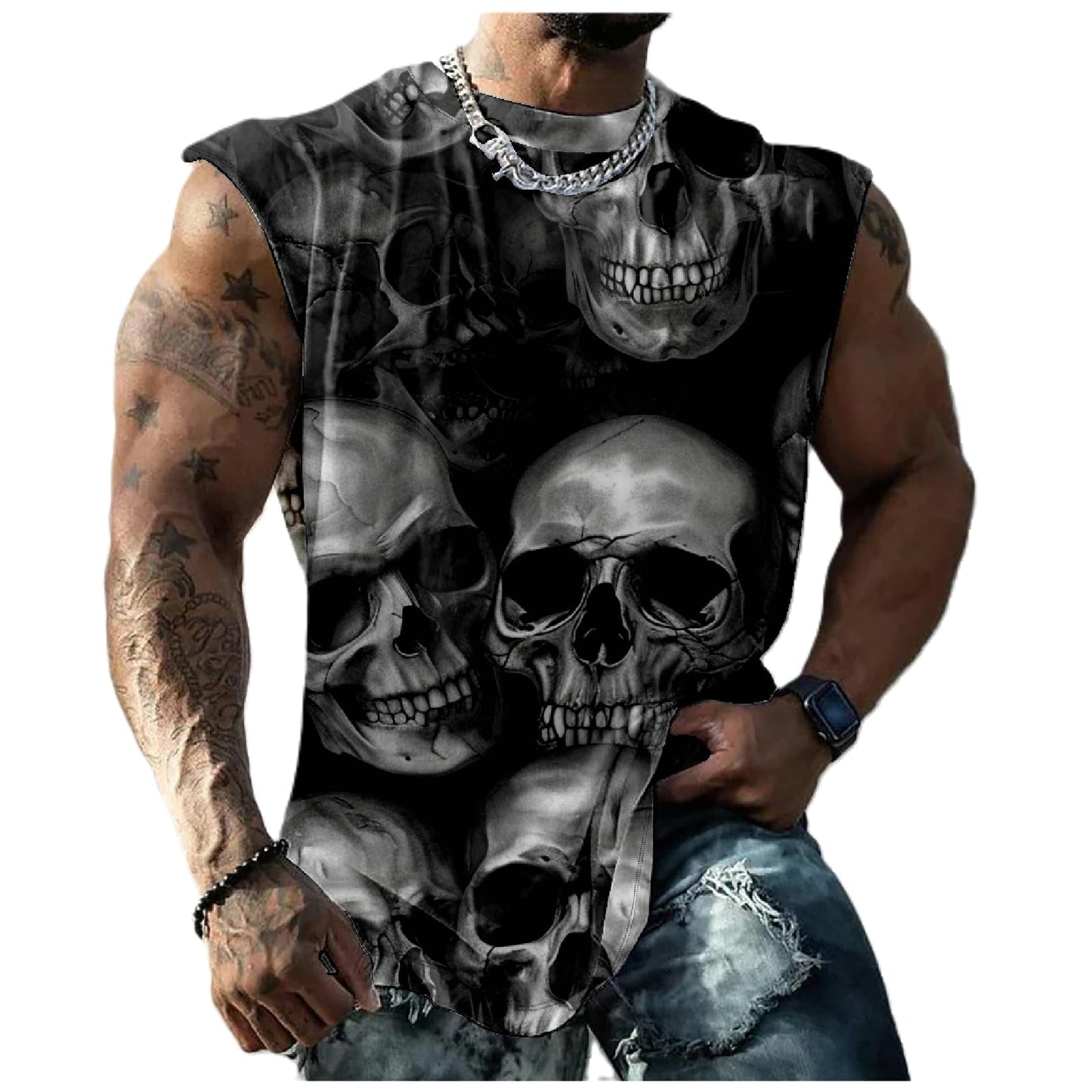 NAVARCH Mens Tank Tops Novelty 3D Printed Summer Casual Loose Workout Sleeveless Shirts Quick Dry Breathable Tops