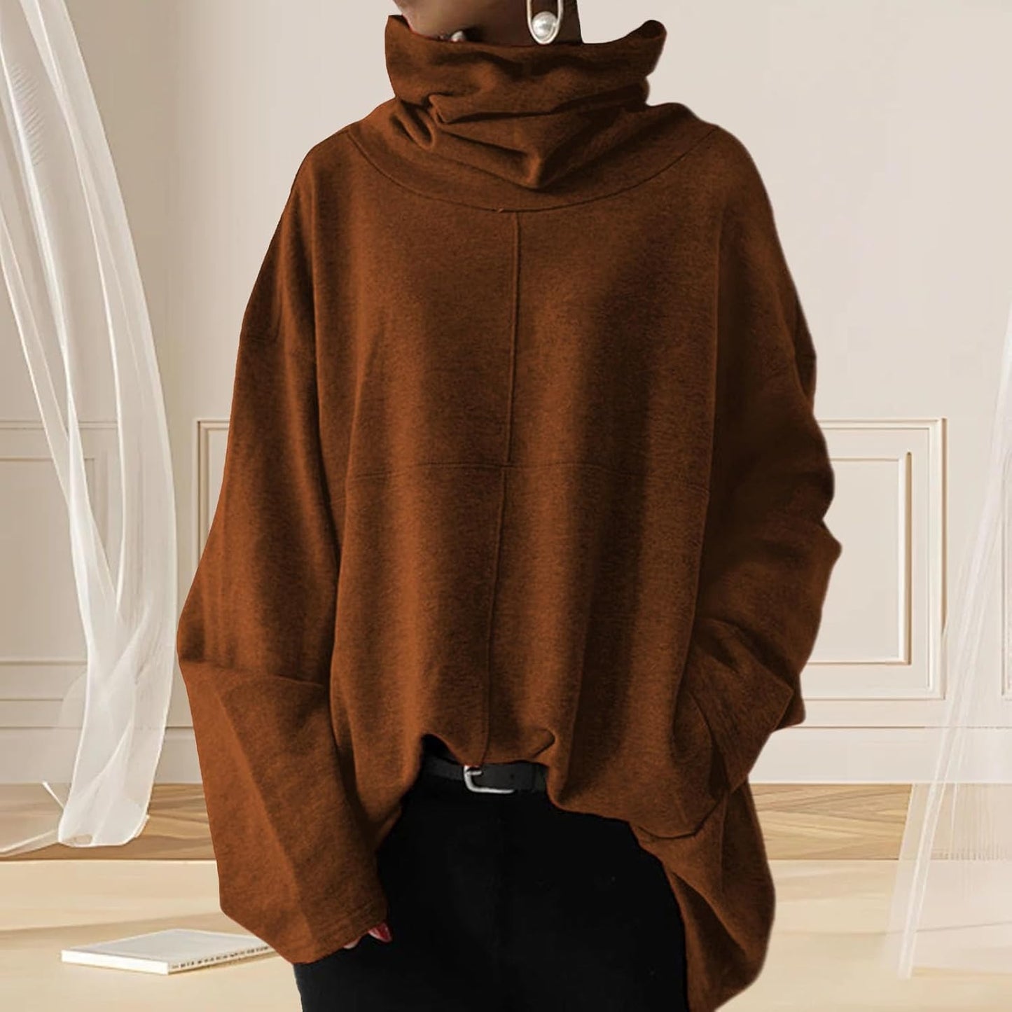 GYMTSL Oversized Turtleneck Sweatshirt for Women Plus Size Long Sleeve Pullover Casual Trendy High Neck Mock Neck Tops