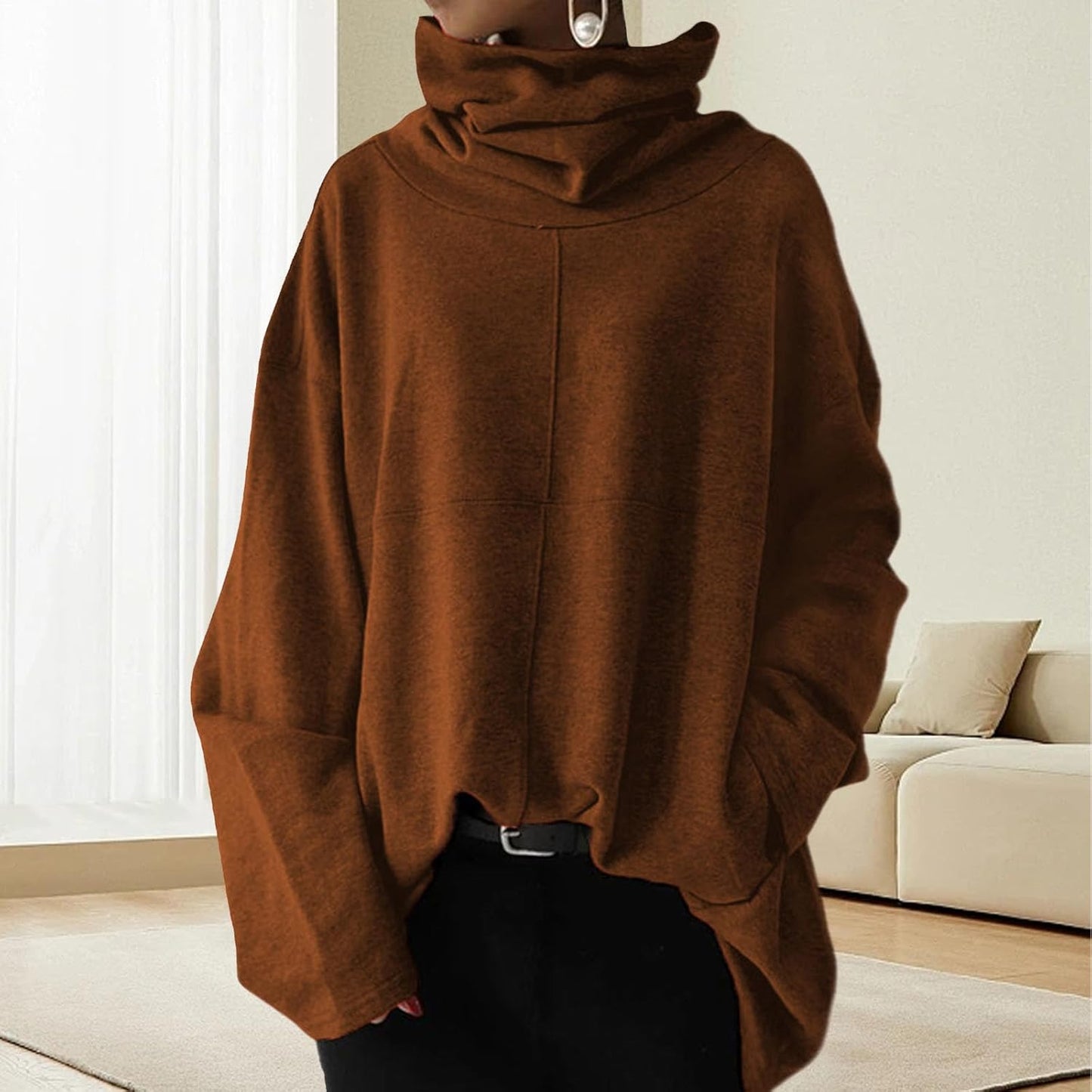 GYMTSL Oversized Turtleneck Sweatshirt for Women Plus Size Long Sleeve Pullover Casual Trendy High Neck Mock Neck Tops