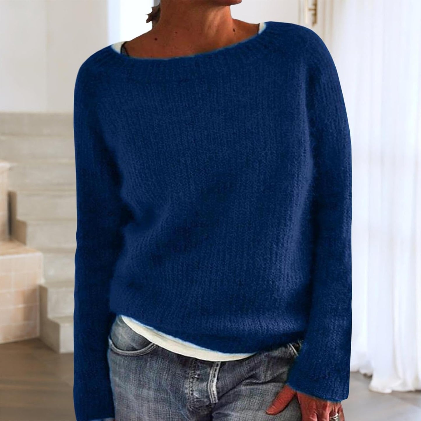 GYMTANK Women's Winter Sweater 2025 Fall Basic Timeless Long Sleeve Solid Boat Neck Chunky Sweater Pull Over Tops