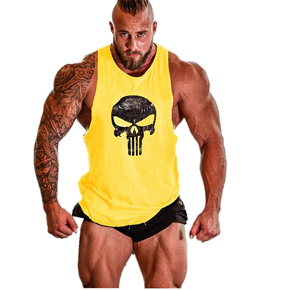 YEEHOO Men's Skull Gym Cotton Tank Tops