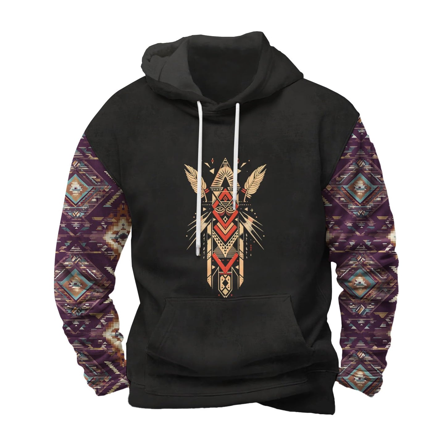 FONDBERYL Mens Aztec Hoodies Western Cowboy Hooded Sweatshirt Vintage Graphic Print Fashion Pullover Tops with Pocket