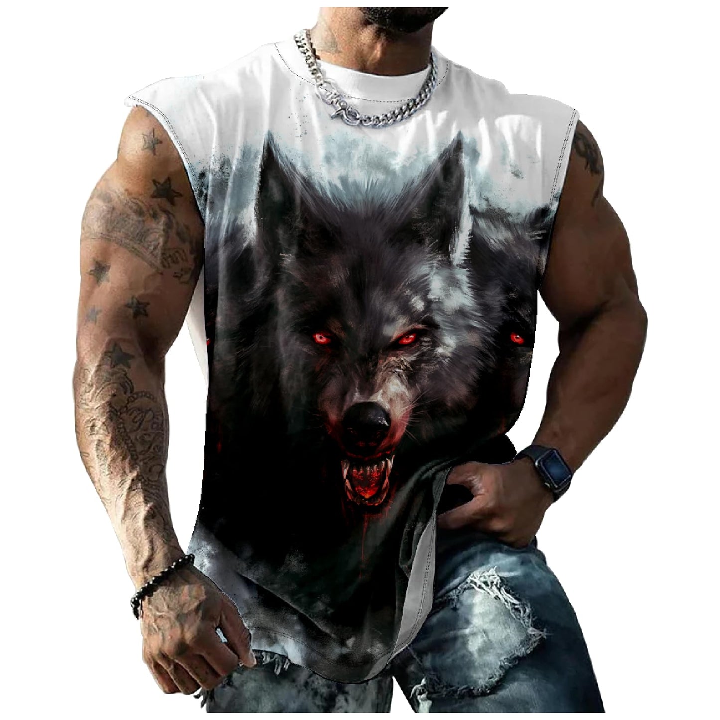 NAVARCH Mens Tank Tops Novelty 3D Printed Summer Casual Loose Workout Sleeveless Shirts Quick Dry Breathable Tops