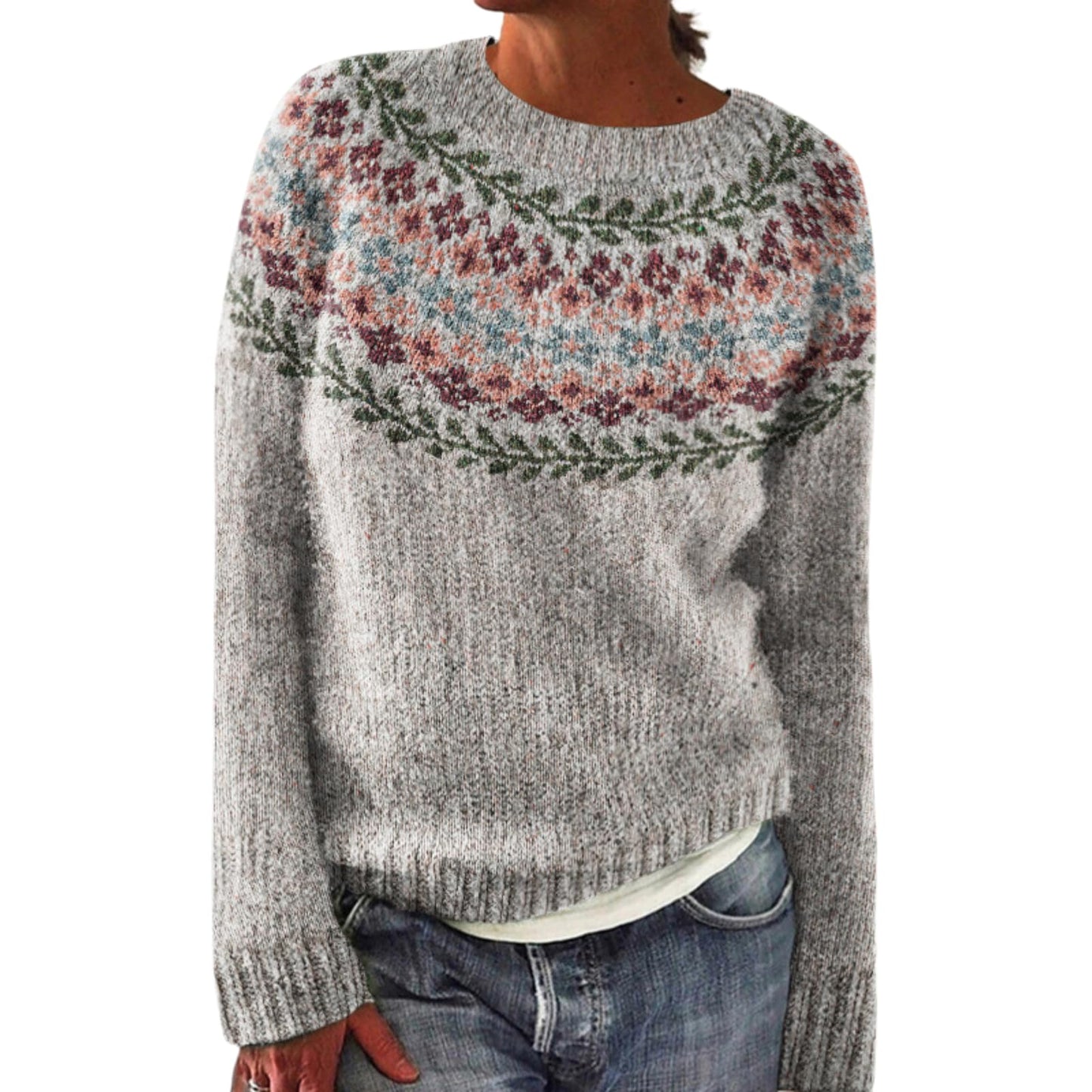 WAZZAP Fair Isle Sweater for Women Fall Winter Casual Crewneck Long Sleeve Lightweight Pullover Tops