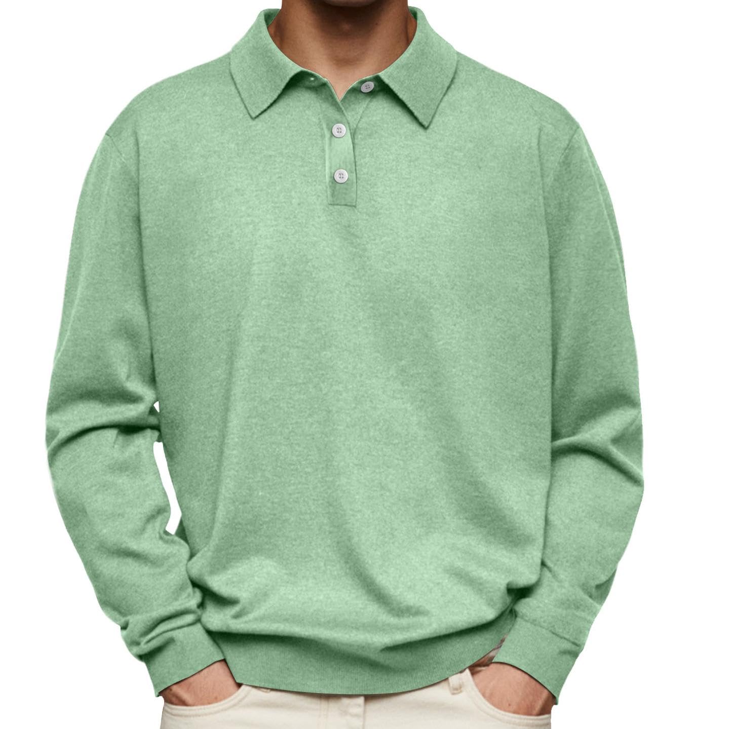 GYMTANK Button Down Golf Shirts for Men Business Clasic Tops Plus Size Collared Sweater