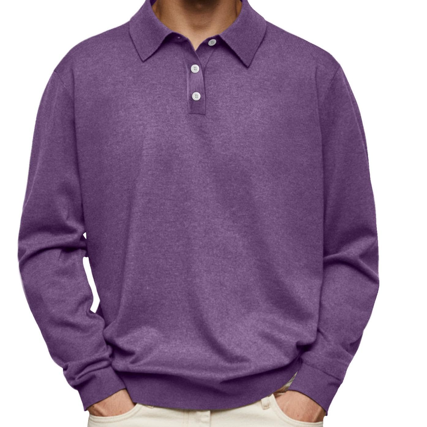 GYMTANK Button Down Golf Shirts for Men Business Clasic Tops Plus Size Collared Sweater