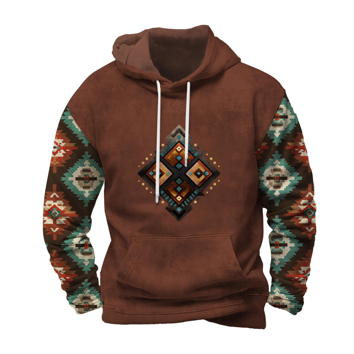 FONDBERYL Mens Aztec Hoodies Western Cowboy Hooded Sweatshirt Vintage Graphic Print Fashion Pullover Tops with Pocket