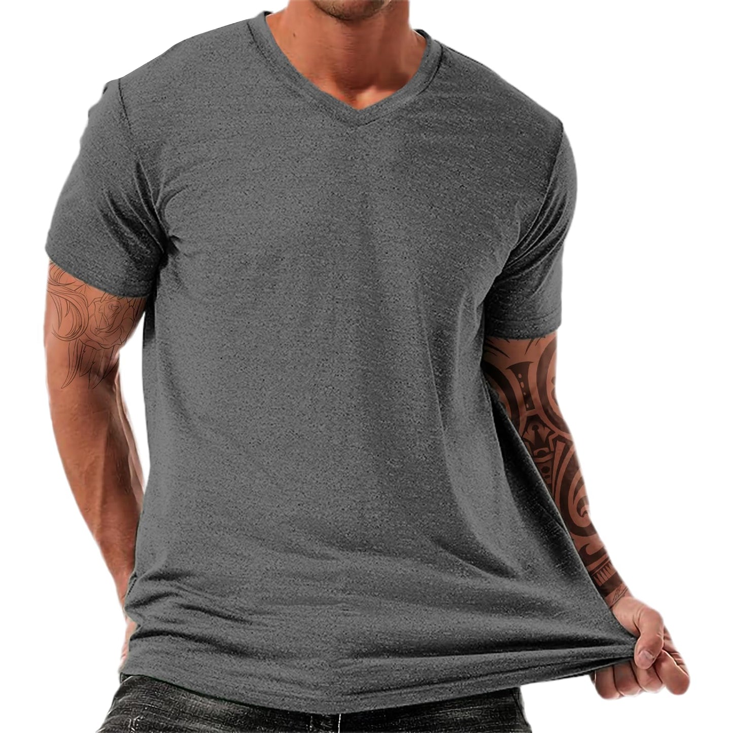 NAVARCH Trendy Summer Mens Casual Shirts V Neck Breathable Novelty Shirt Streetwear Graphic Tees