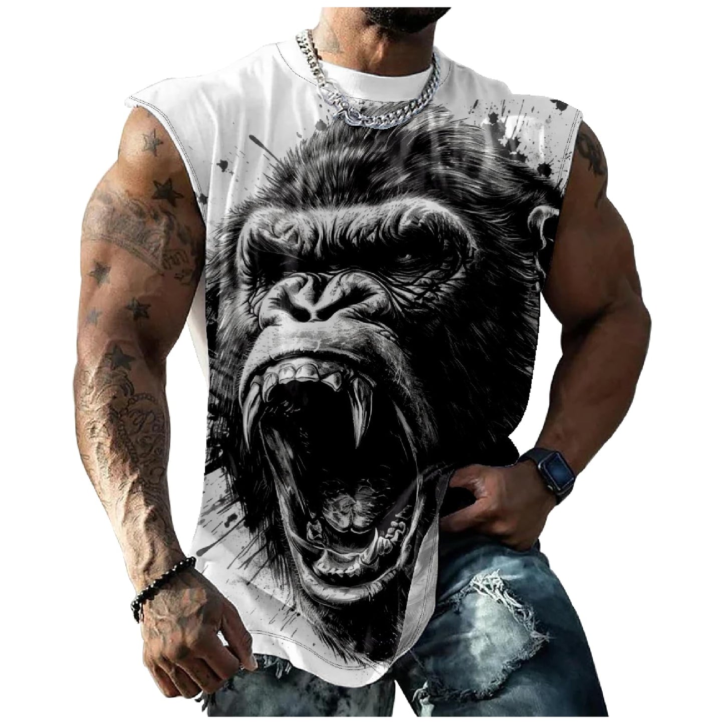 NAVARCH Mens Tank Tops Novelty 3D Printed Summer Casual Loose Workout Sleeveless Shirts Quick Dry Breathable Tops