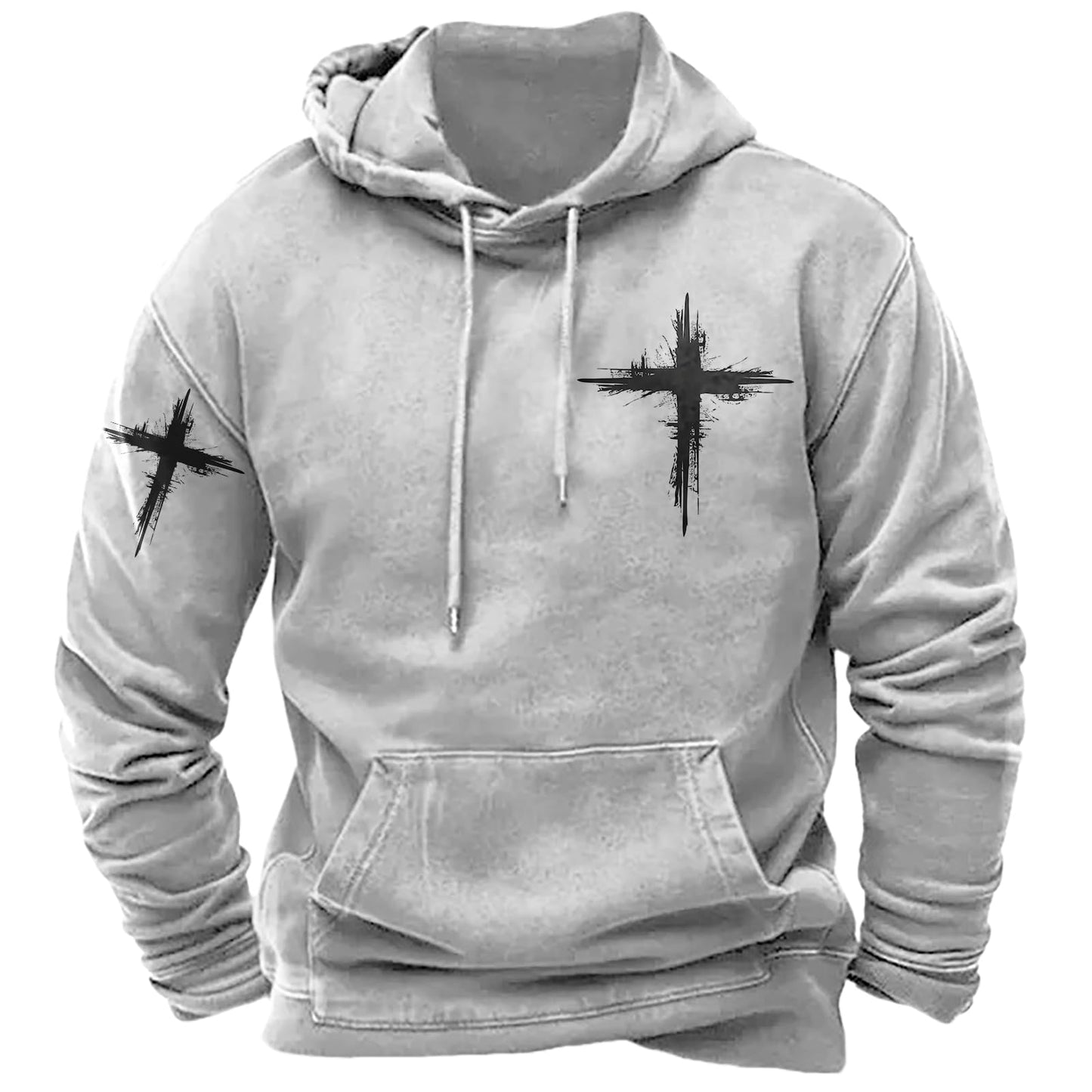 JiffPom Men's Christian Hoodies Pullover Retro Jesus Print Hooded Sweatshirts Casual Long Sleeve Drawstring Faith Hoodies