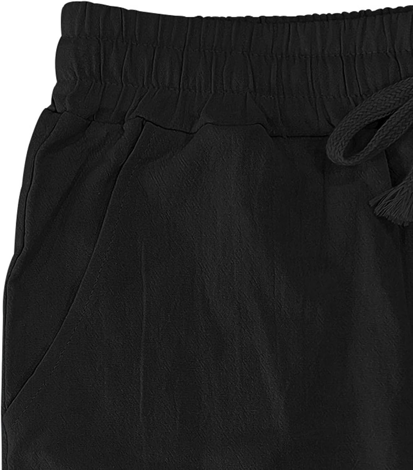GYMTSL Mens Linen Pants Drawstring Baggy Casual Summer Trousers Straight-Legs Elastic Waist Beach Pants with Pockets