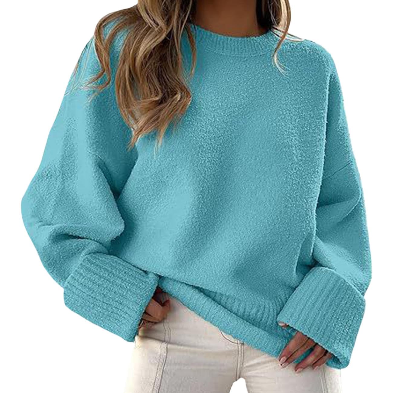GYMTANK Sweater for Women 2025 Fall Winter Solid Crew Neck Long Sleeve Casual Loose Pullover Oversize Chunky Sweater