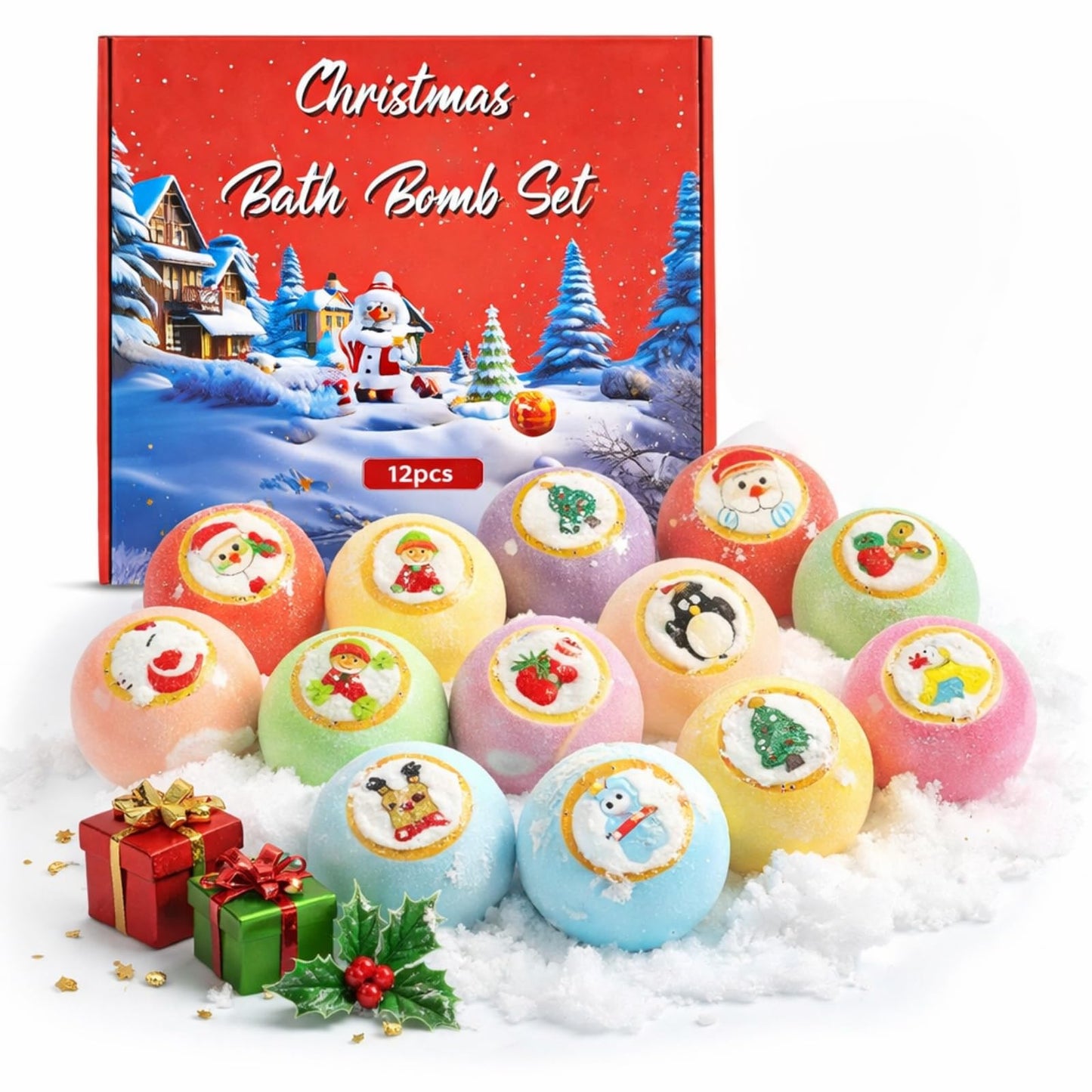 Kribee Bath Bombs with Surprise Inside - 6/12 Pack Organic Bubble Fizzy with Toys, Natural Sea Salt Color Changing Bath Balls - Dinosaur Egg、Animal、Ocean Theme Bath Fizzies (Green 12pcs)