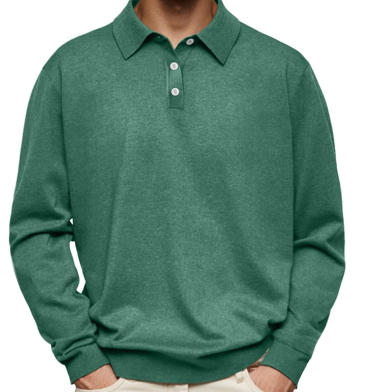 GYMTANK Button Down Golf Shirts for Men Business Clasic Tops Plus Size Collared Sweater