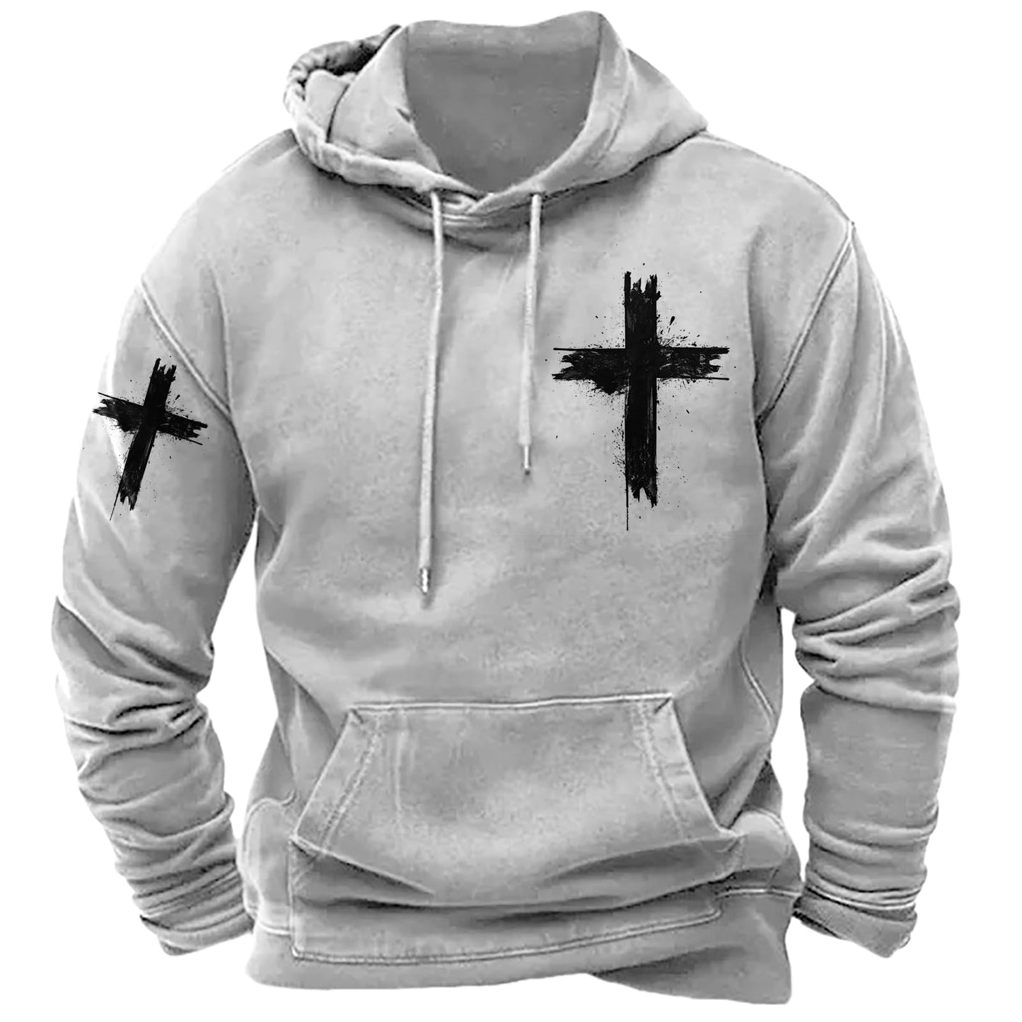 JiffPom Men's Christian Hoodies Pullover Retro Jesus Print Hooded Sweatshirts Casual Long Sleeve Drawstring Faith Hoodies